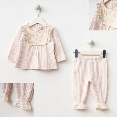 Kız Bebek Çiçek Yaka İkili Takım