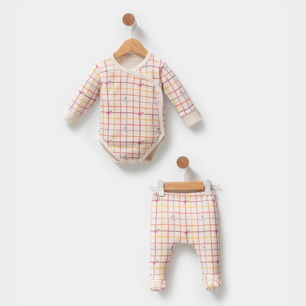 Kız Bebek Ekose Kruvaze İkili Takım