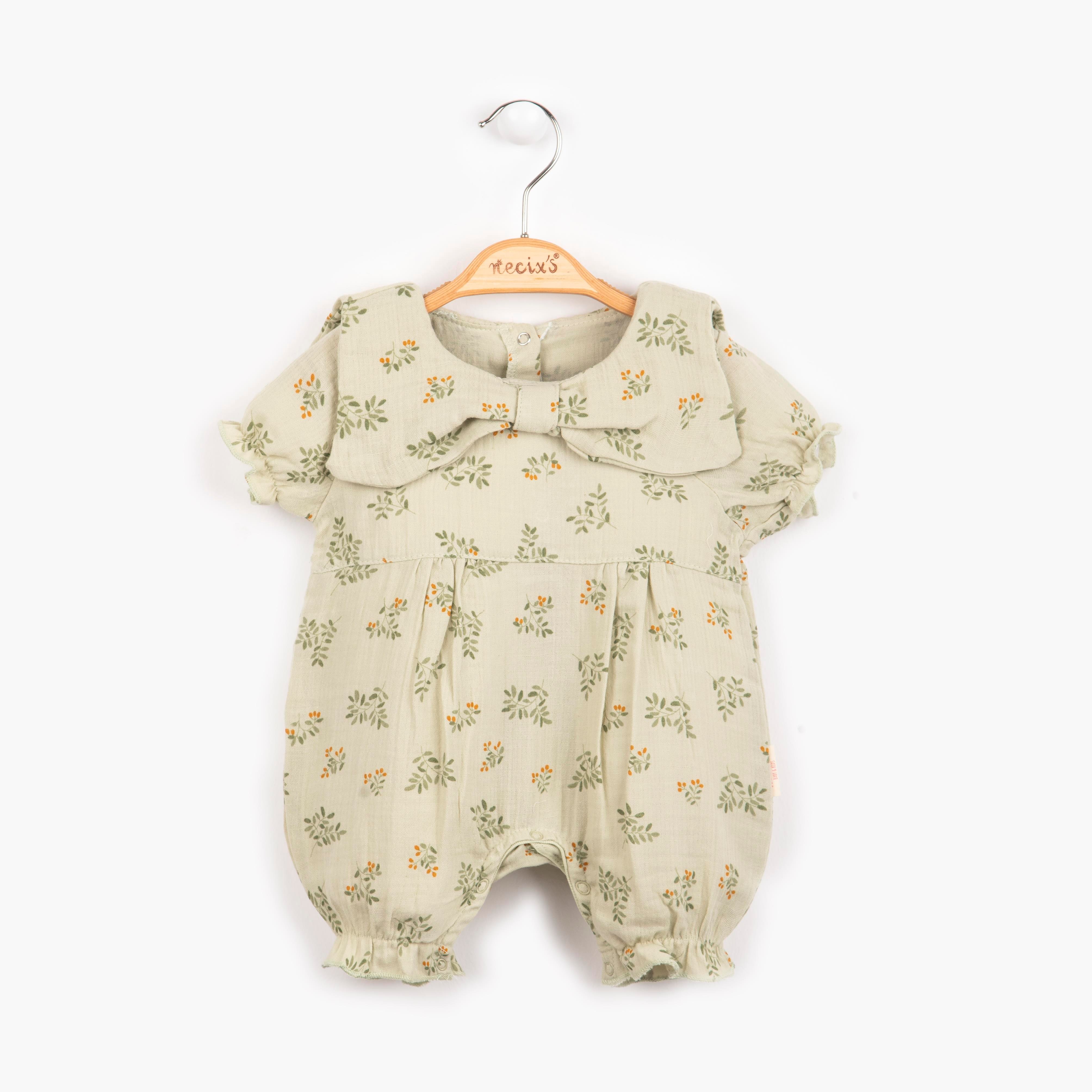 Kız Bebek Fiyonklu Müslin Tulum