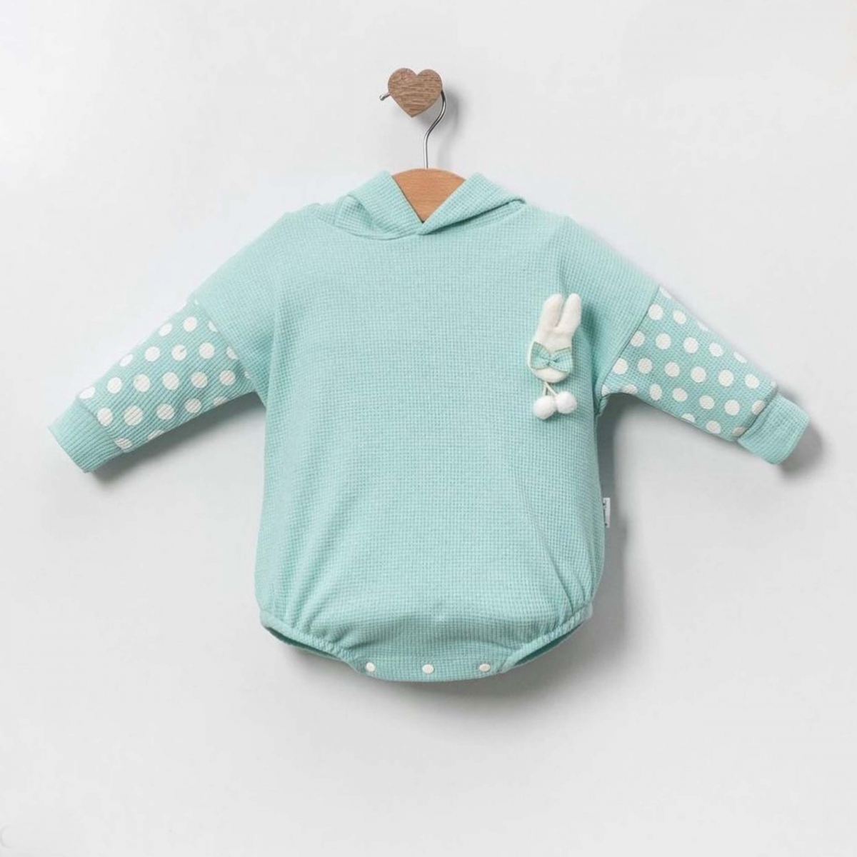 Kız Bebek Tavşanlı Romper Turkuaz