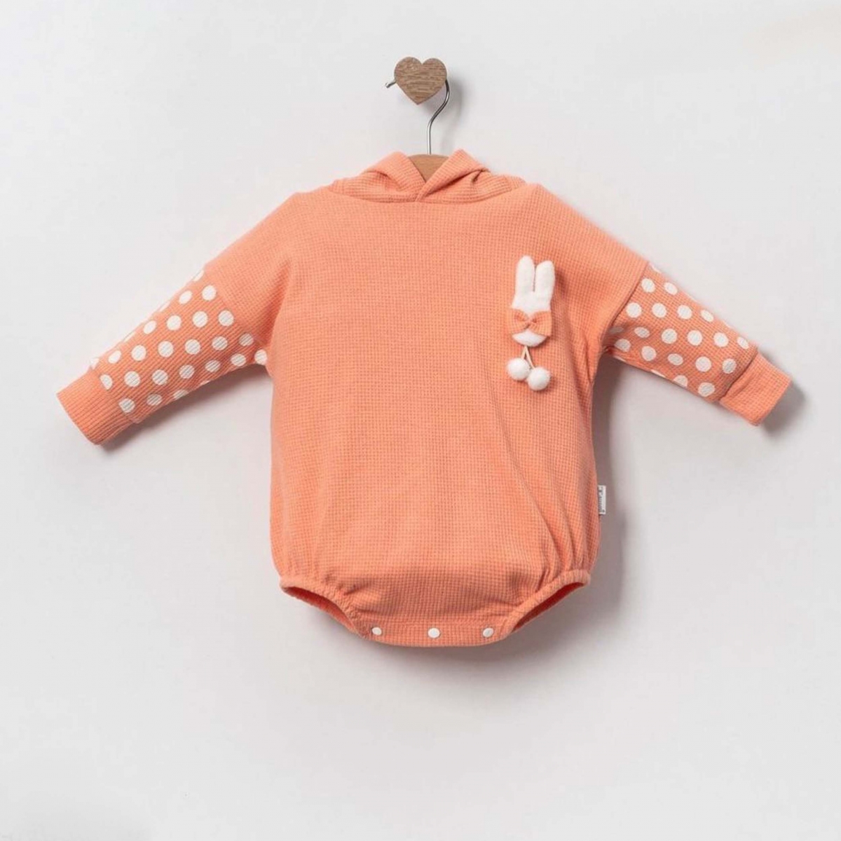 Kız Bebek Tavşanlı Romper Somon