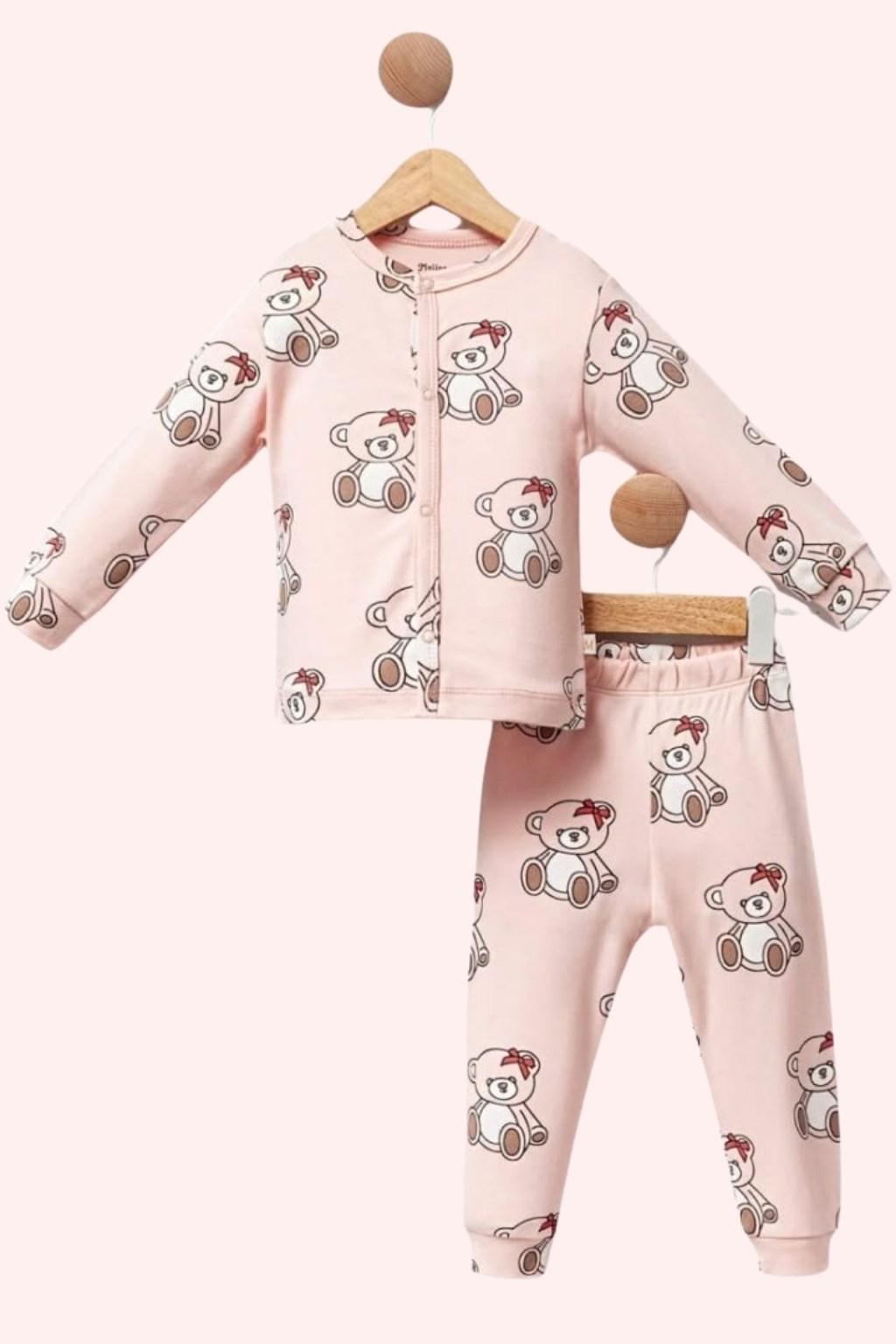 Kız Çocuk Pijama Takımı – Ayıcık Desenli 2’li Set (2-5 Yaş)