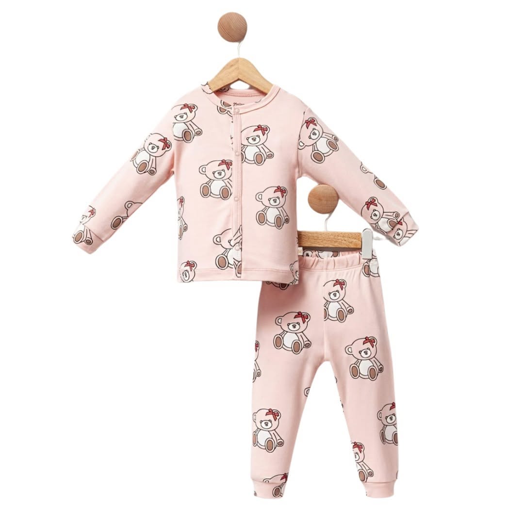 Kız Çocuk Ayıcık Desenli Pijama Takımı