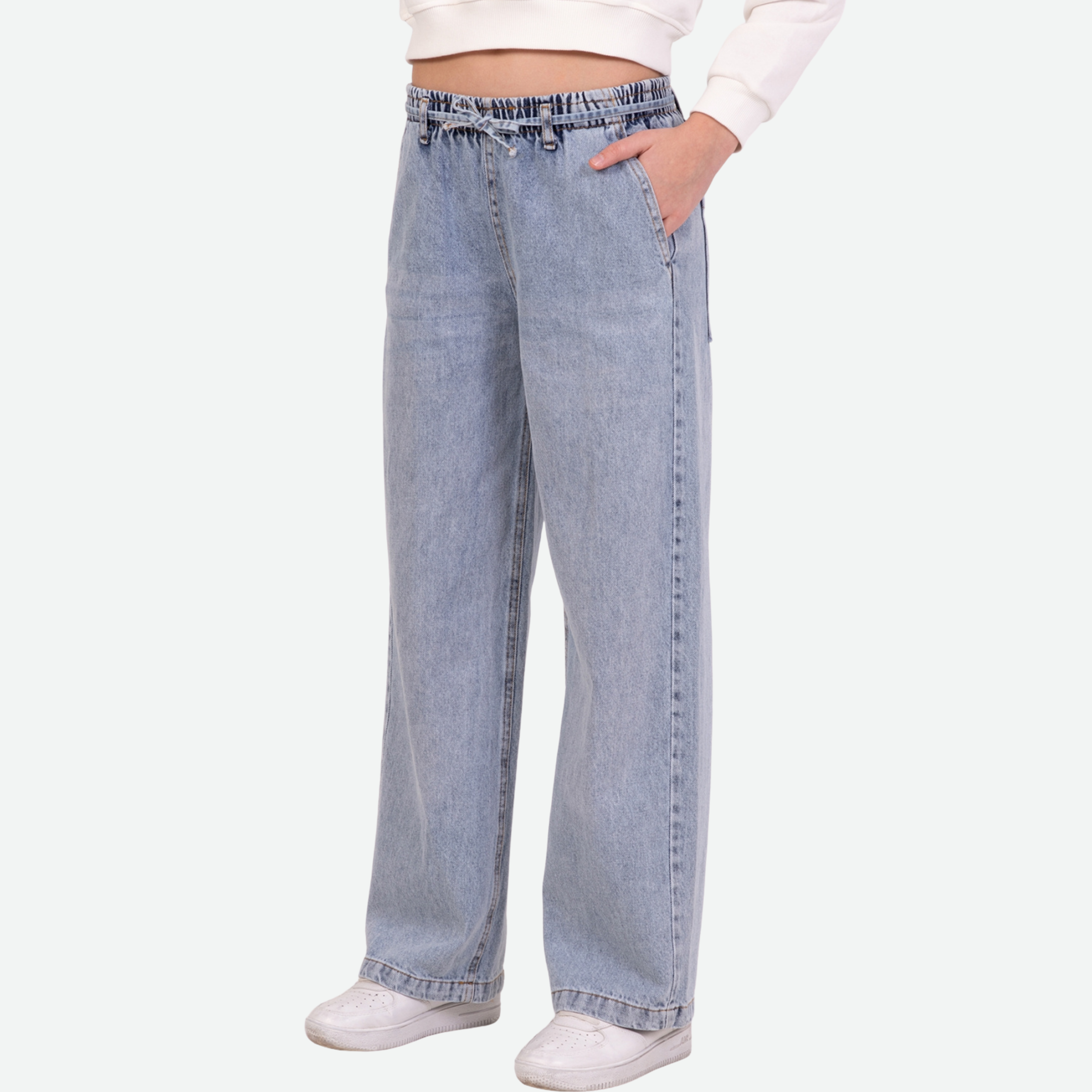 Kız Çocuk Mavi Denim Pantolon