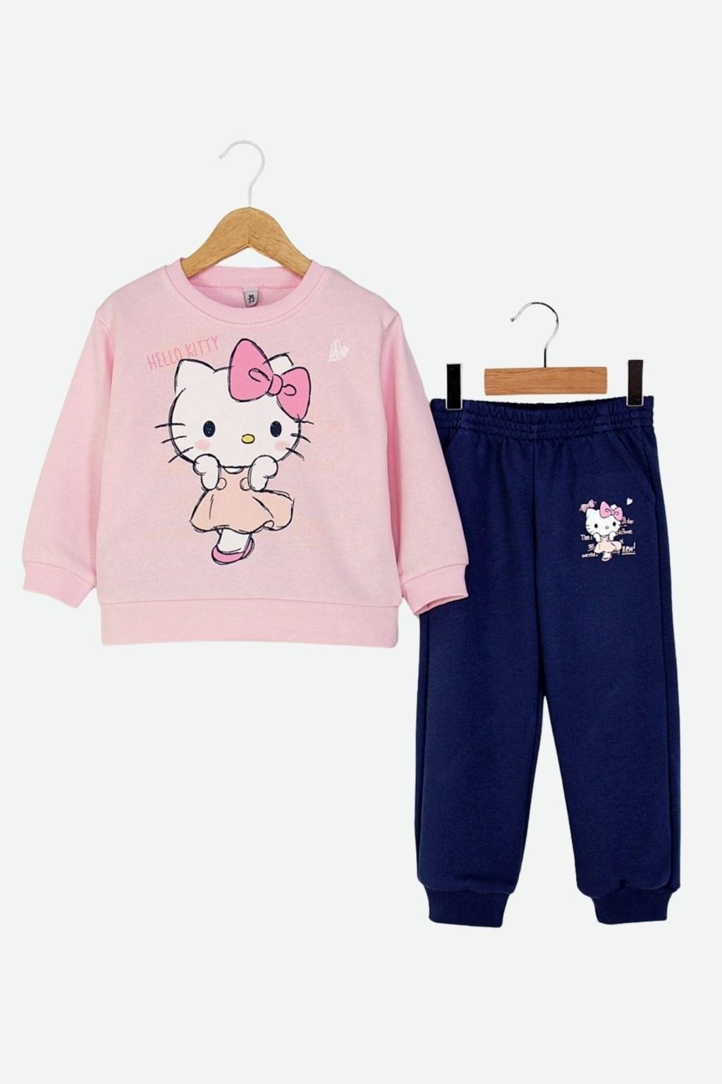Kız Çocuk 3-8 Yaş Hello Kitty Alt Üst İkili Takım Pembe