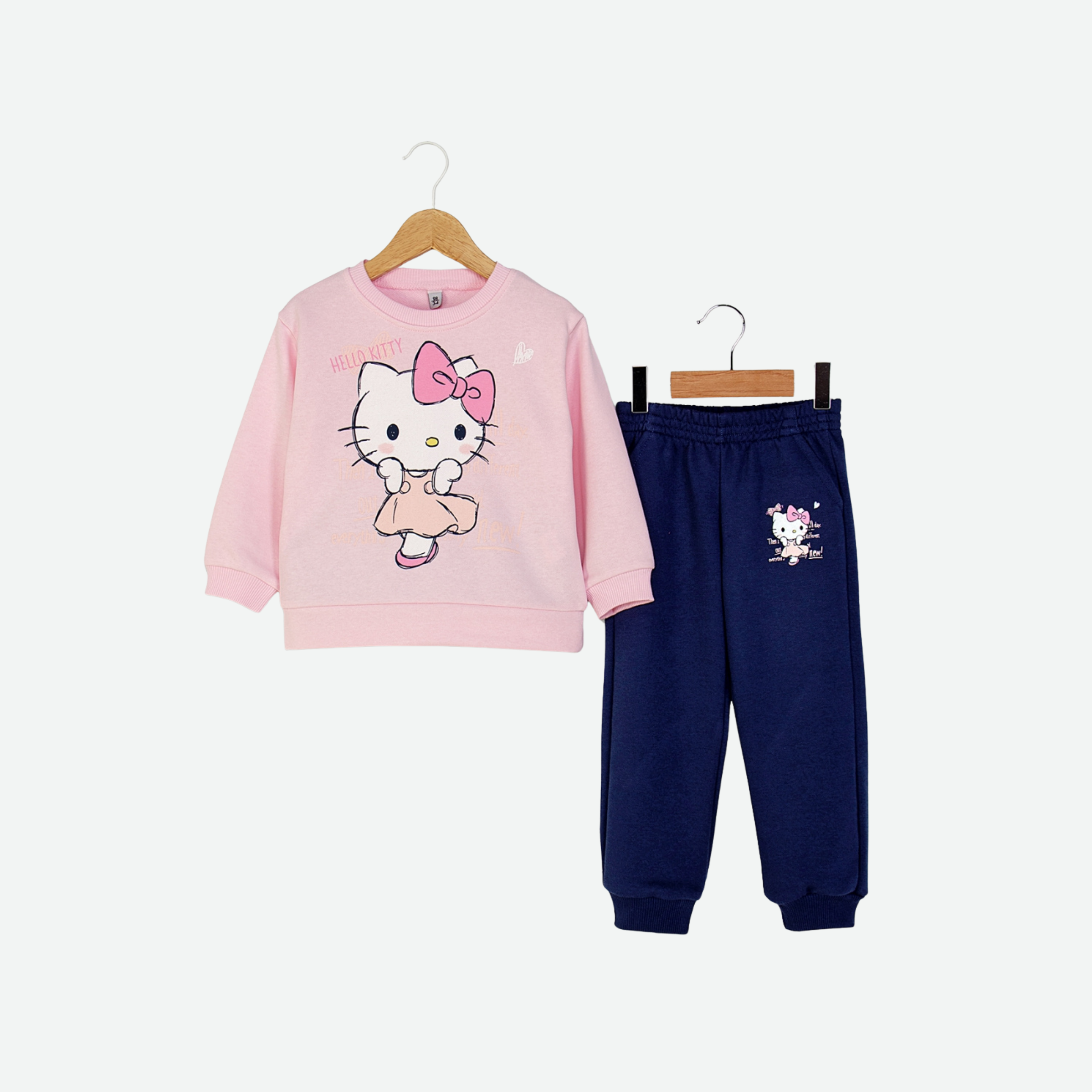 Kız Çocuk Hello Kitty Alt Üst İkili Takım Pembe