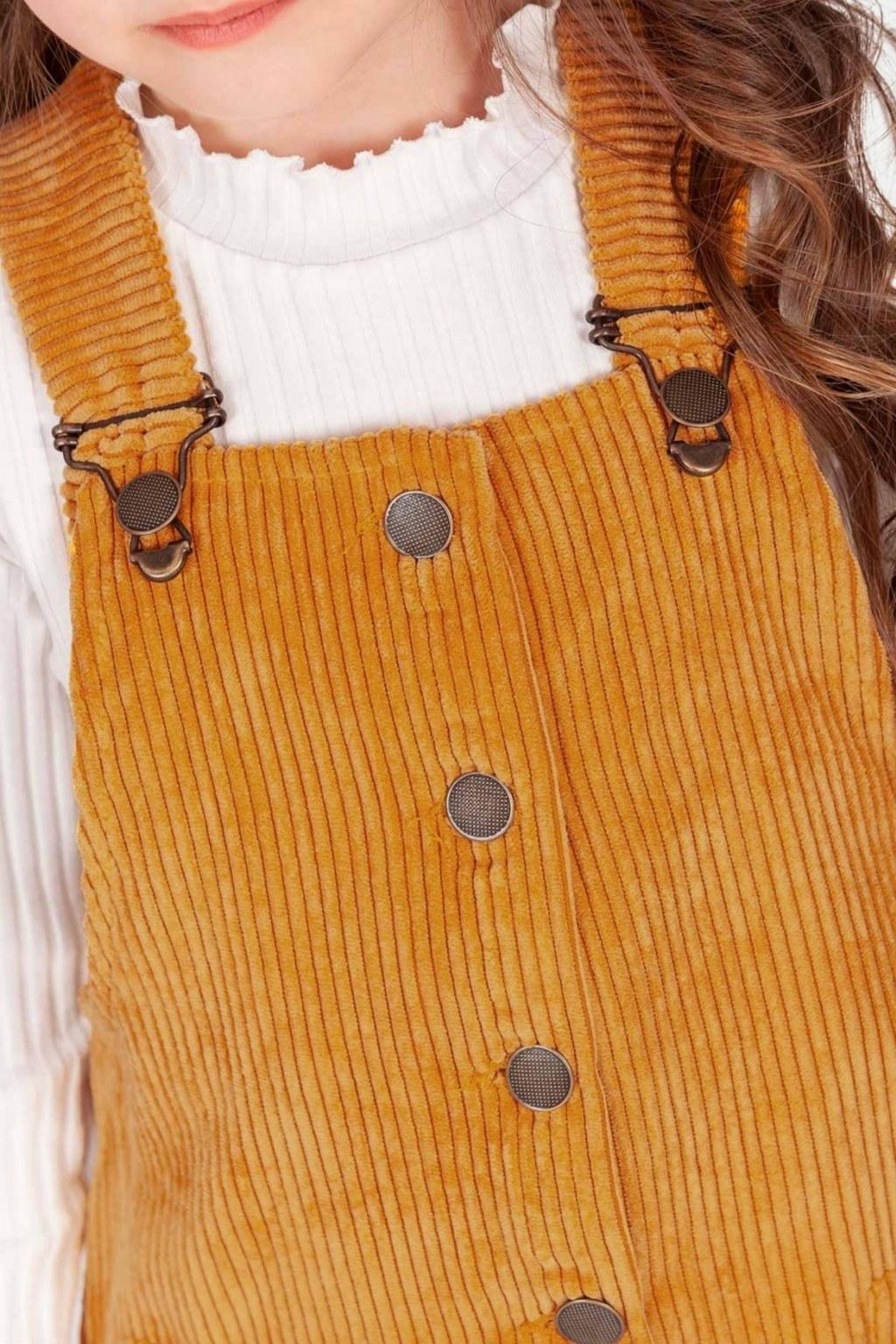 Kız Çocuk 4-9 Yaş İkili Kadife Sarı Elbise