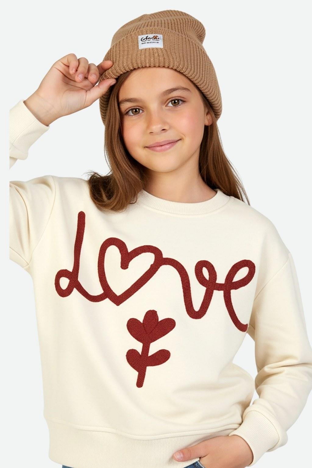 Kız Çocuk 4-9 Yaş Krem Sweat