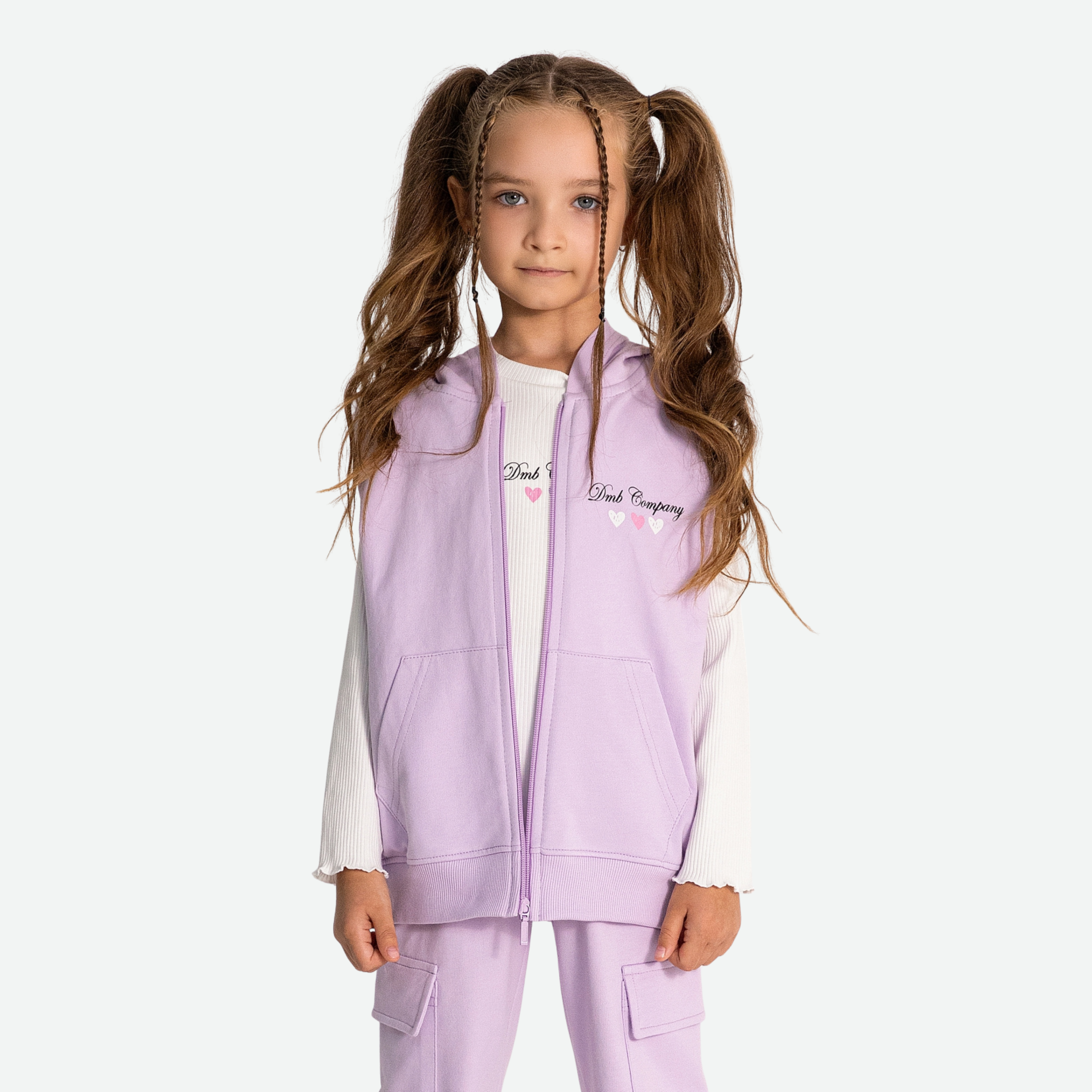 Kız Çocuk Kapüşonlu Lila Yelek