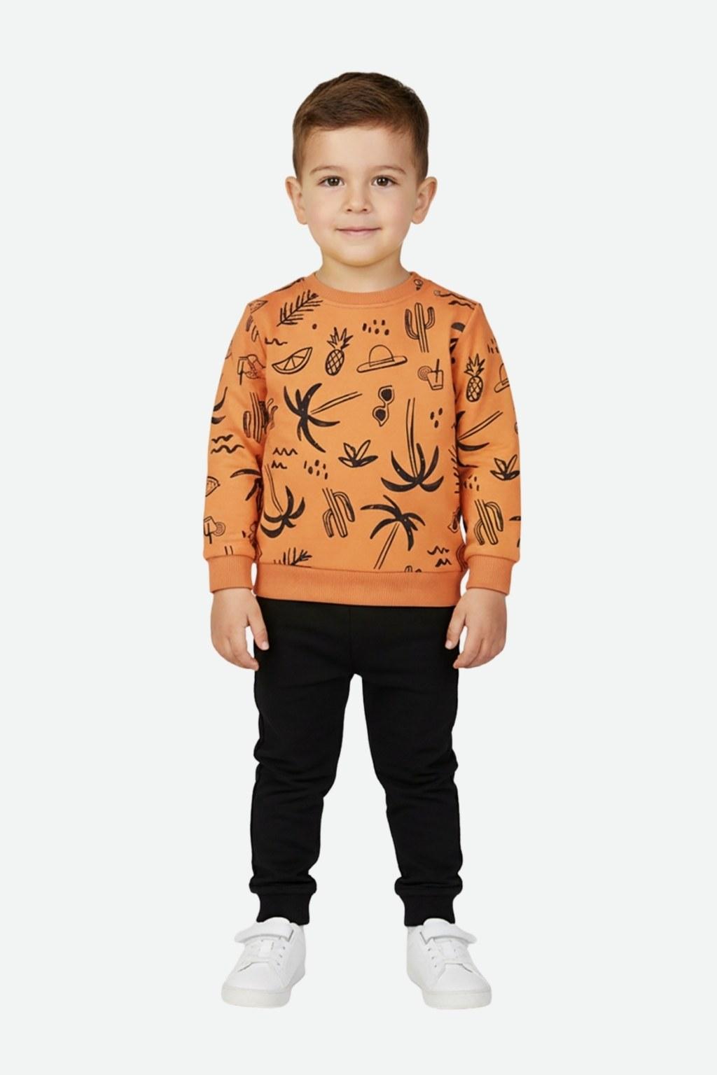 Erkek Çocuk 1-4 Yaş Alt Üst İkili Turuncu Takım