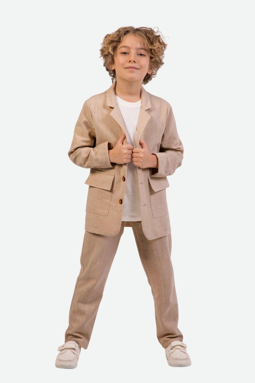 Erkek Çocuk 3-7 Yaş Üçlü Kahverengi Takım