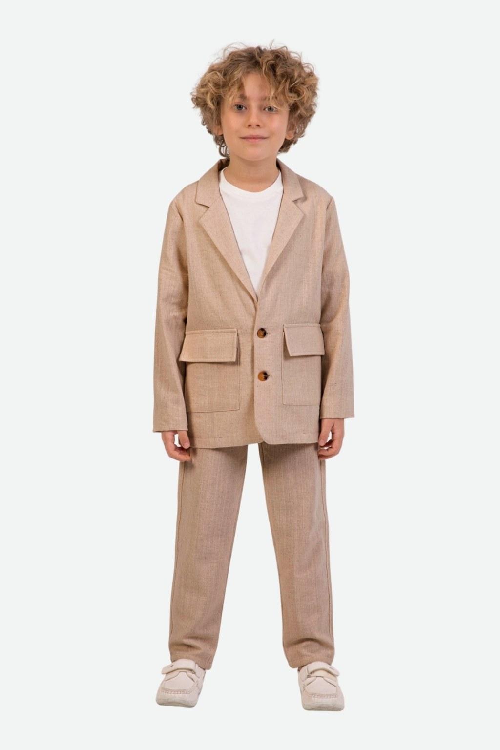 Erkek Çocuk 3-7 Yaş Üçlü Kahverengi Takım