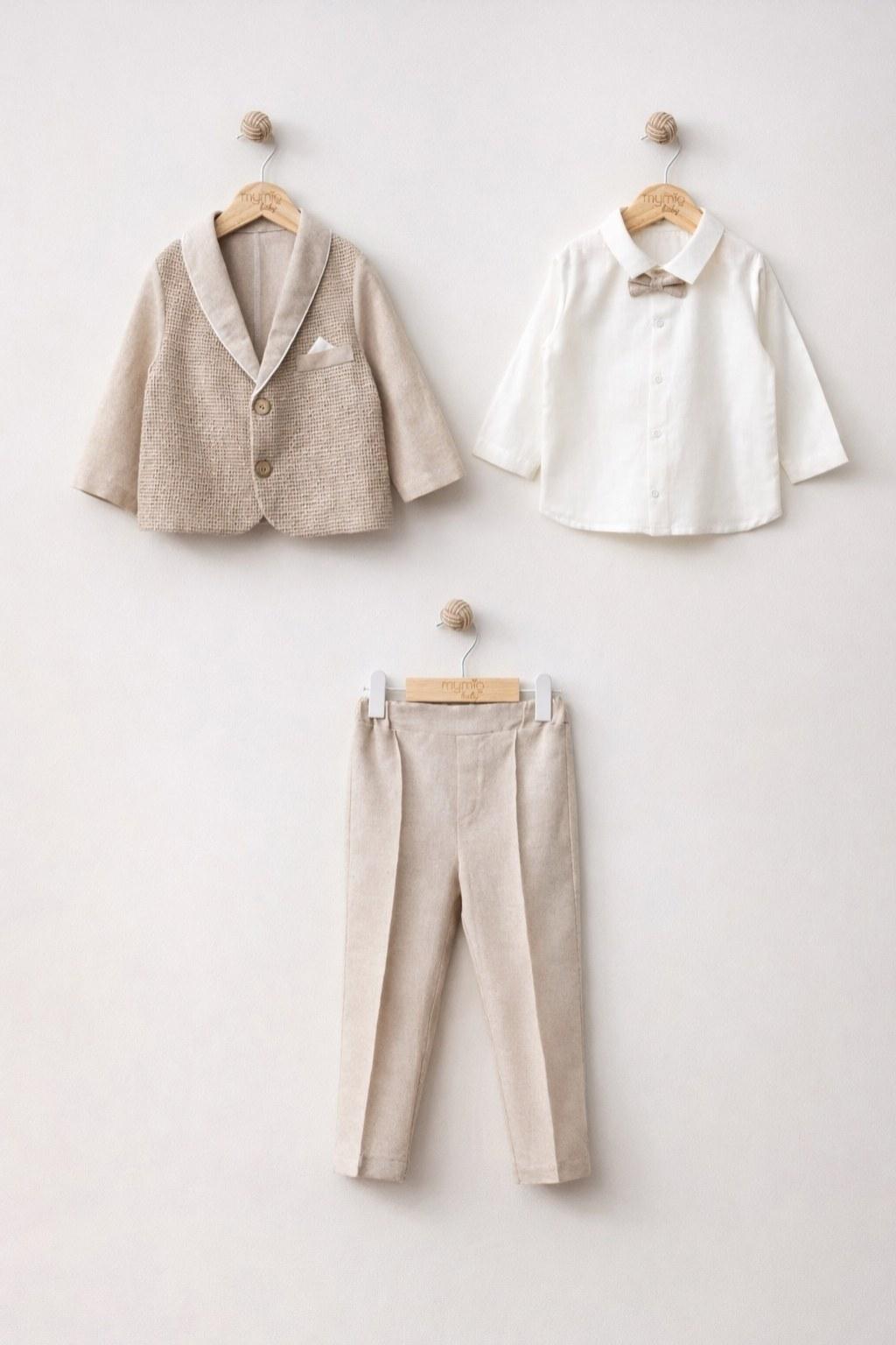 Erkek Bebek 6-24 Ay Ceketli Üçlü Şık Takım