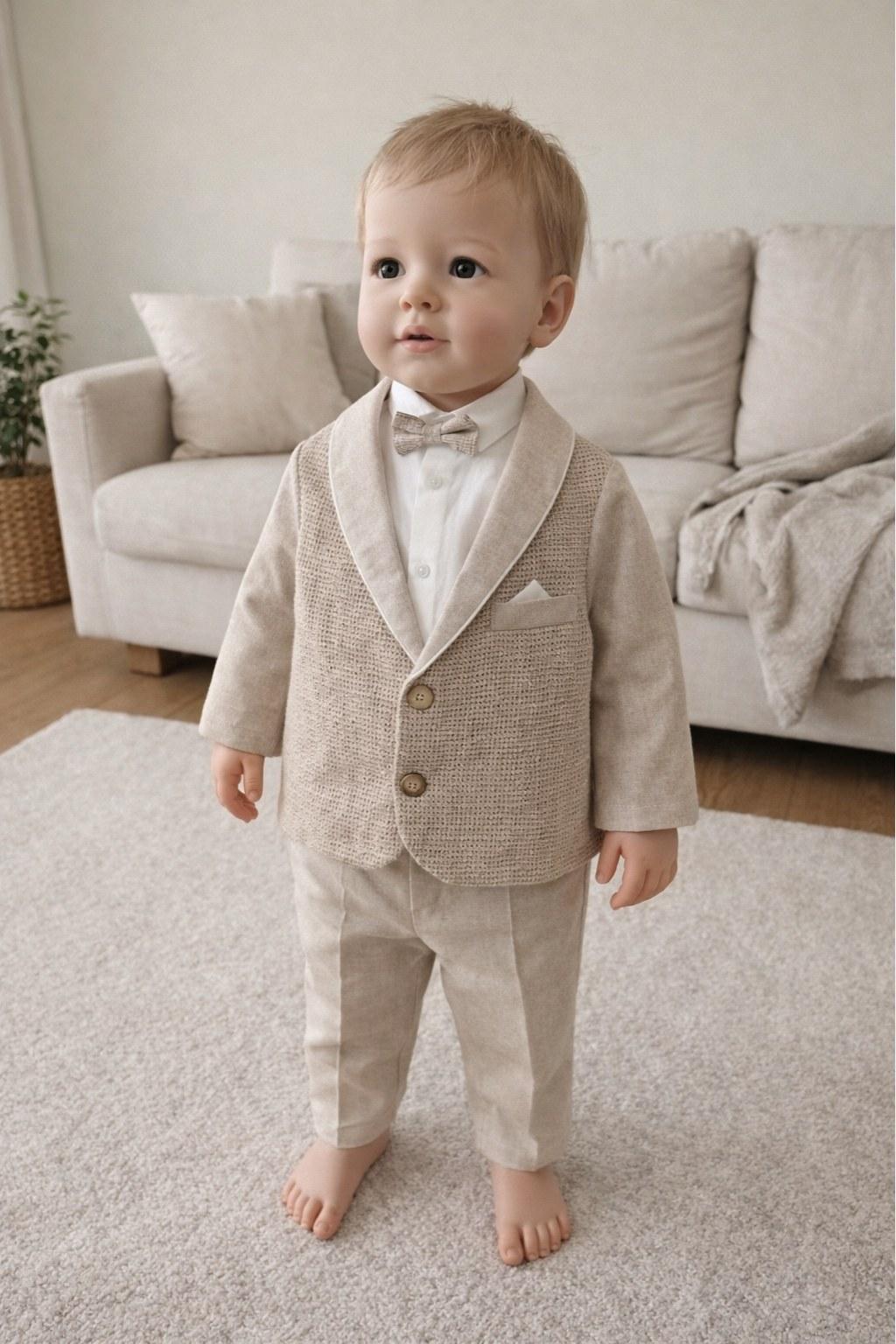 Erkek Bebek 6-24 Ay Ceketli Üçlü Şık Takım