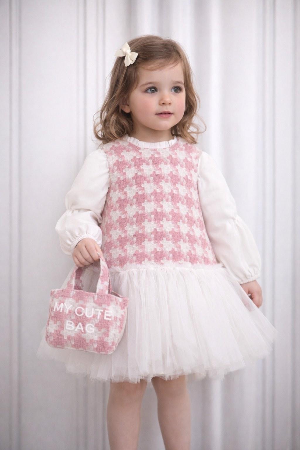 Kız Çocuk 2-5 Yaş Çantalı Özel Gün Elbisesi