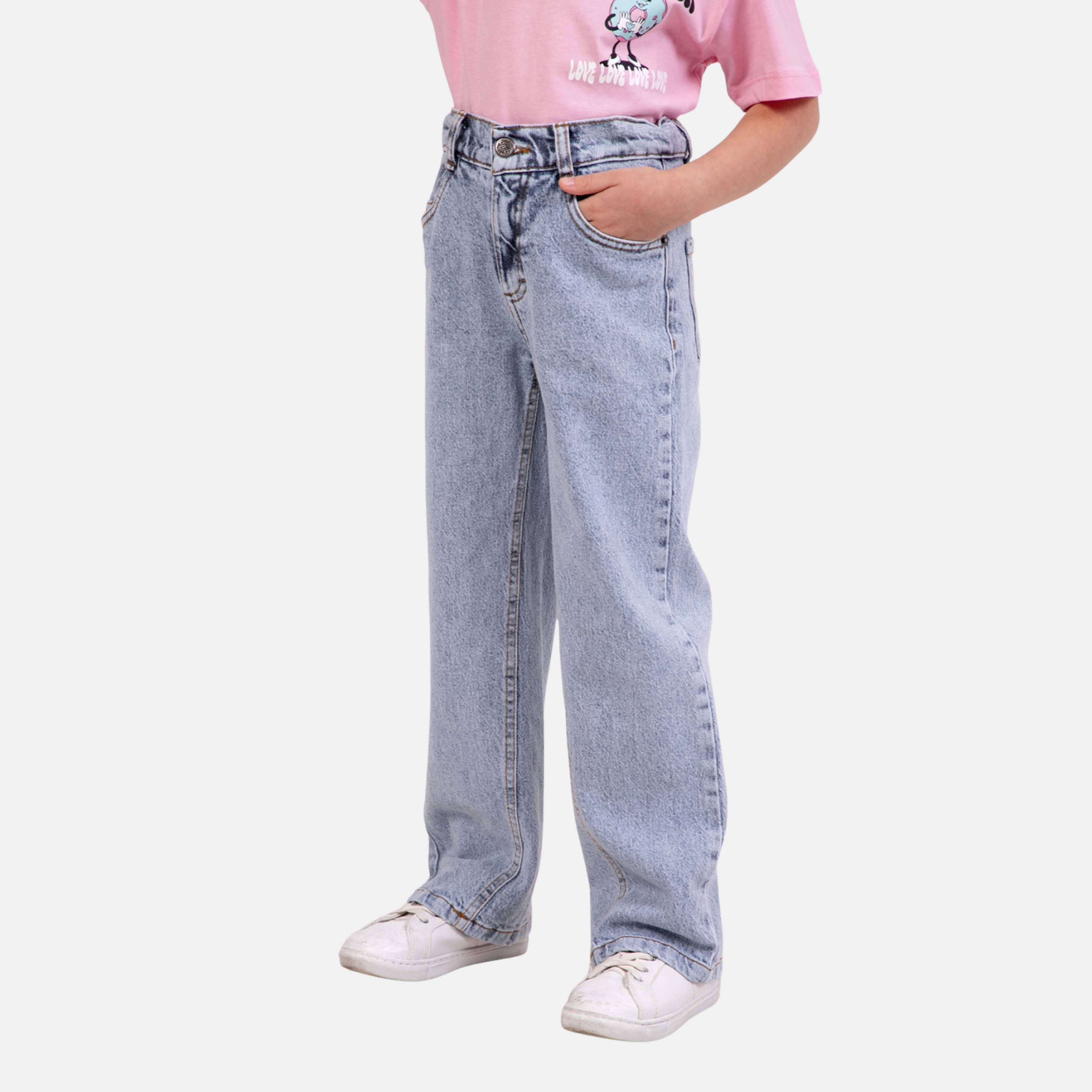 Kız Çocuk Mavi Denim Pantolon