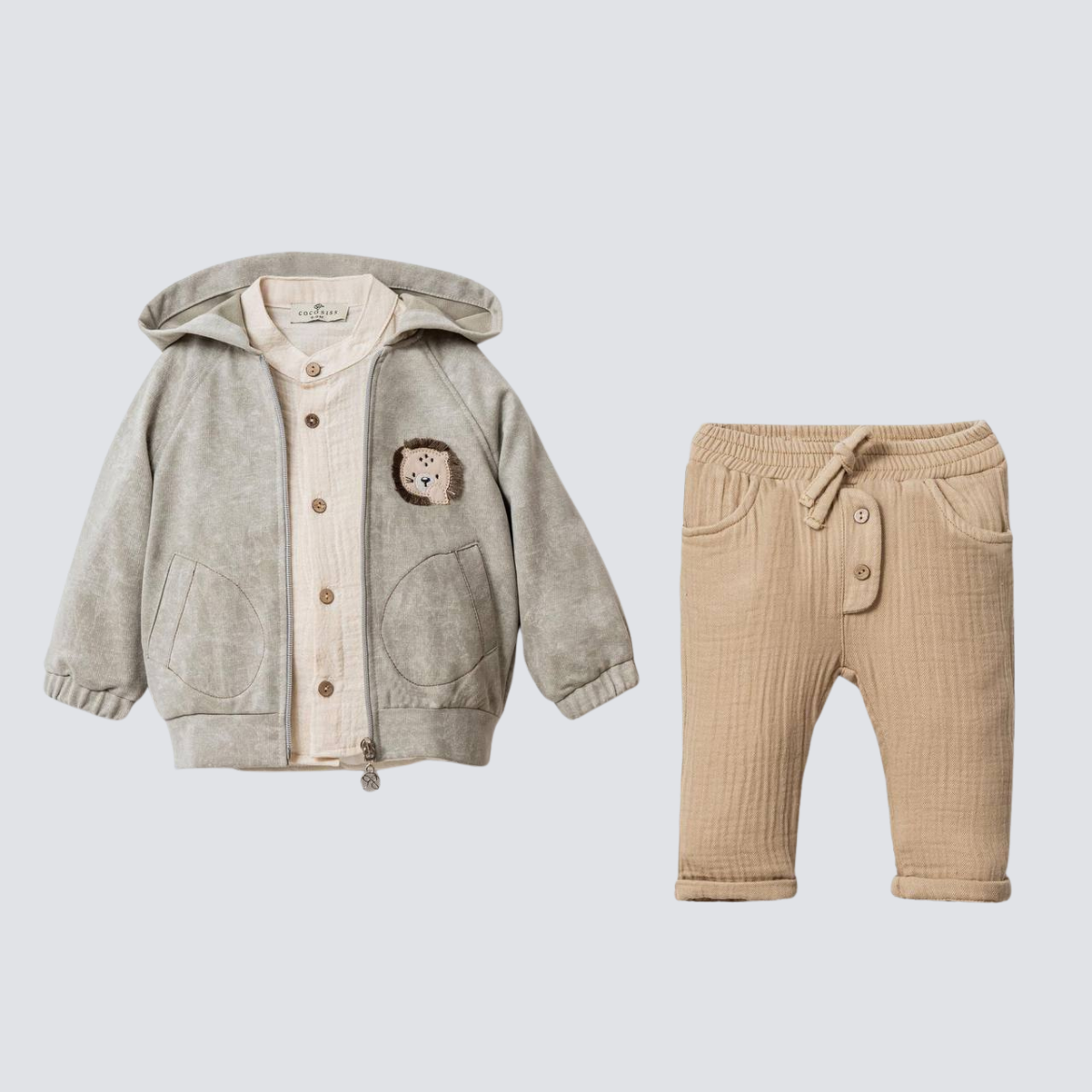 Erkek Bebek 6-24 Ay Hırkalı Üçlü Takım