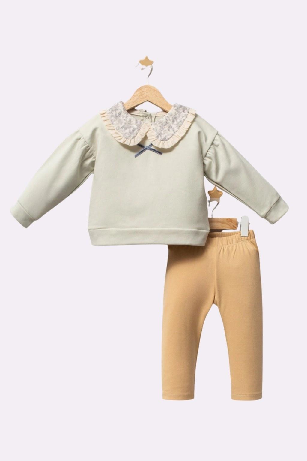 Kız Çocuk Yakalı Alt Üst Takım 2-5 Yaş Sarı