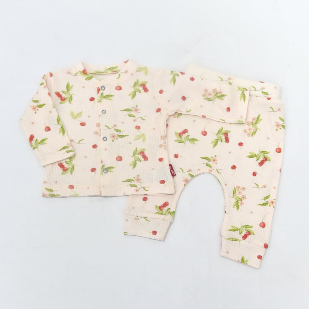 Kız Bebek Kiraz Desen 3-12 Ay Alt Üst İkili Takım