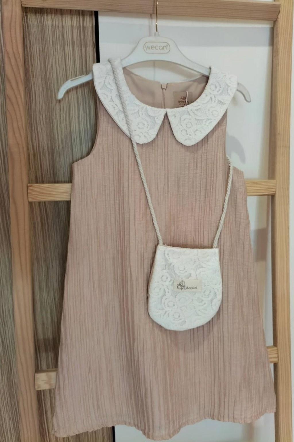 Kız Çocuk 6-10 Yaş Dantel Yaka Elbise