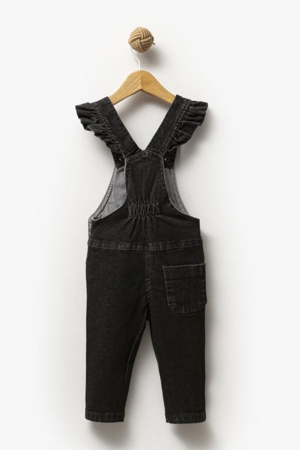 Kız Çocuk 2-5 Yaş Kot Salopet Siyah