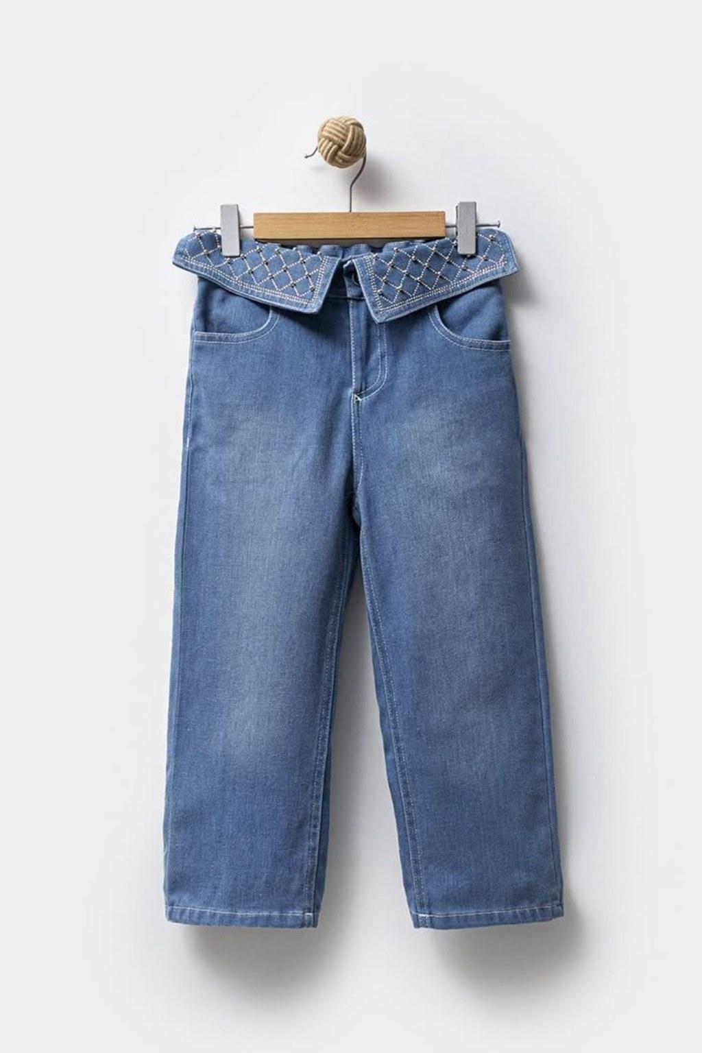 Kız Çocuk Kemeri Taş Detaylı 3-7 Yaş Pantolon