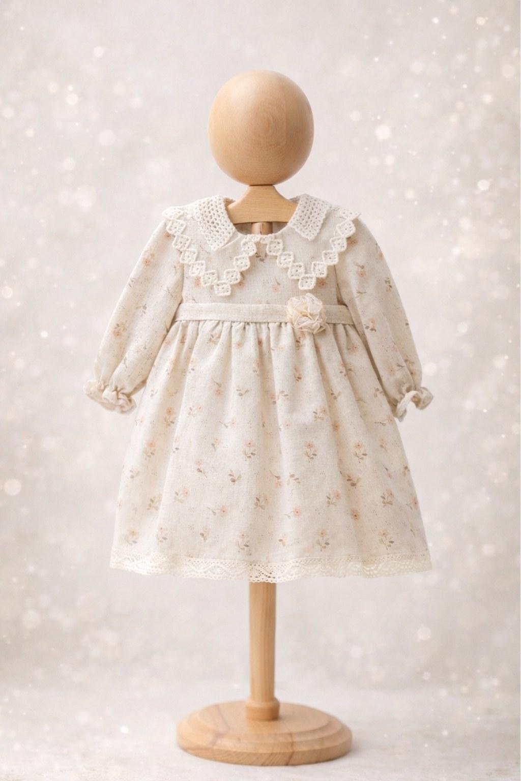 Kız Çocuk 2-5 Yaş Yaka Detaylı Elbise