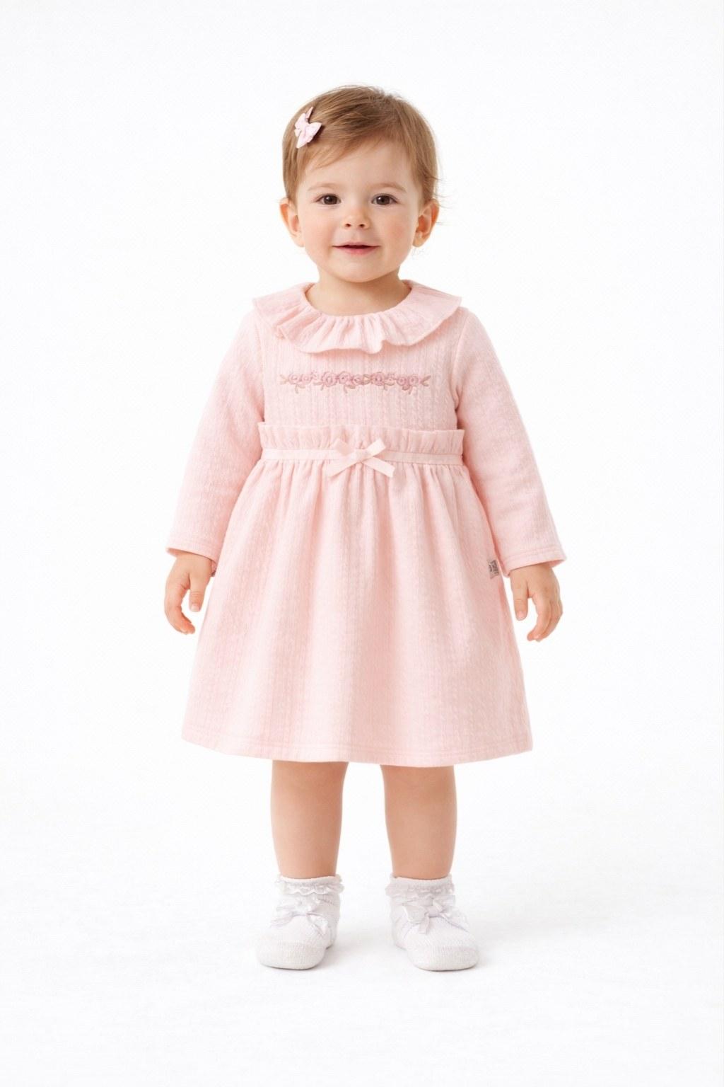 Kız Bebek 0-24 Ay Nakış Detaylı Elbise
