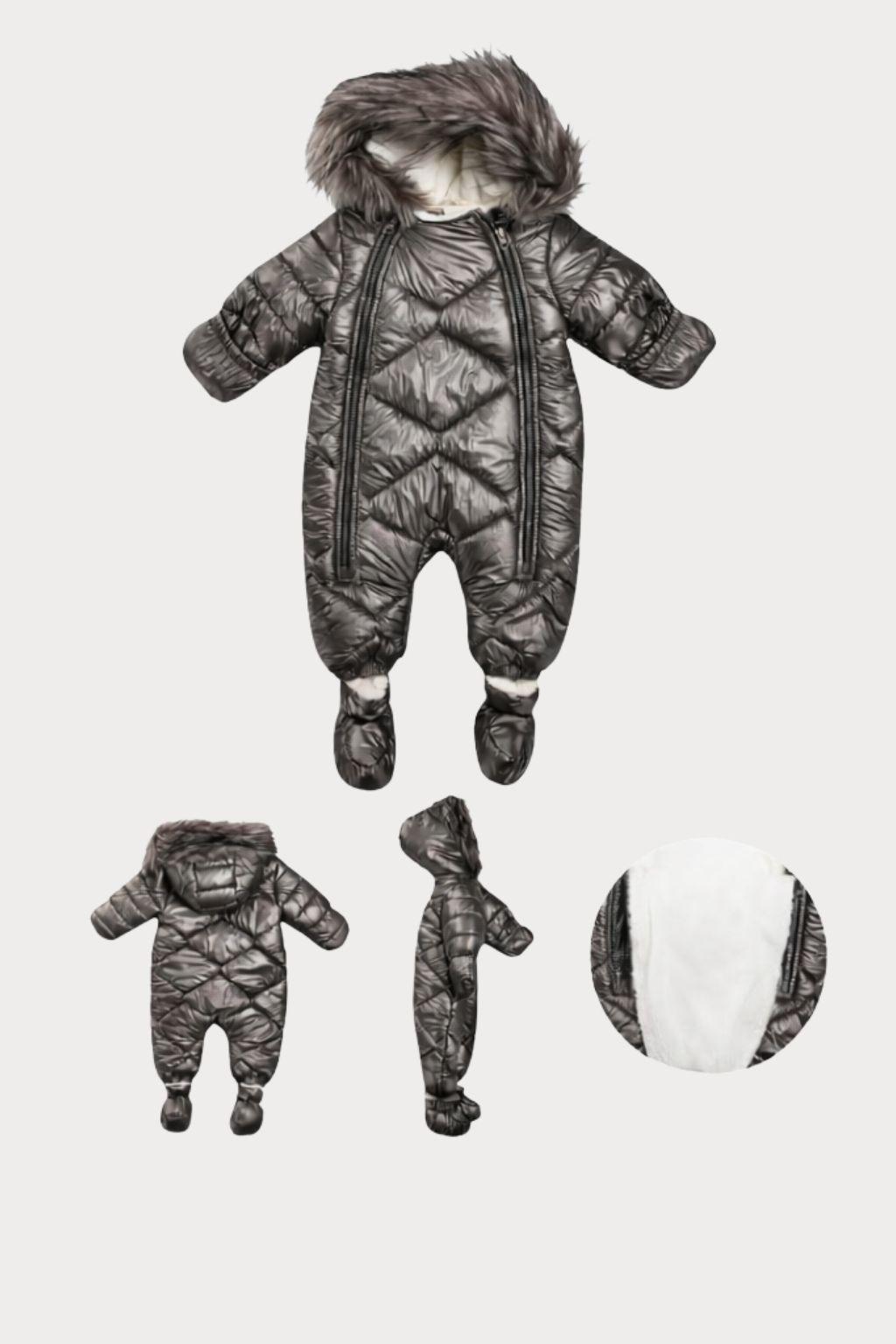 Kapüşonlu Şişme Erkek Bebek Kozmonot Tulum 6-24 Ay – Kürk Detaylı Kışlık