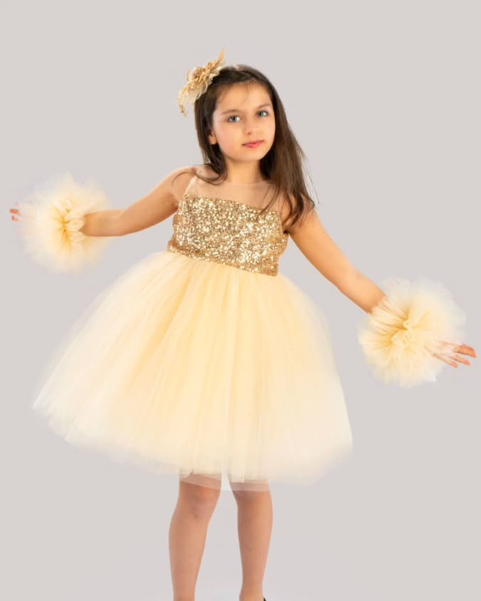 Kız Çocuk 7-10 Yaş Ponponlu Elbise