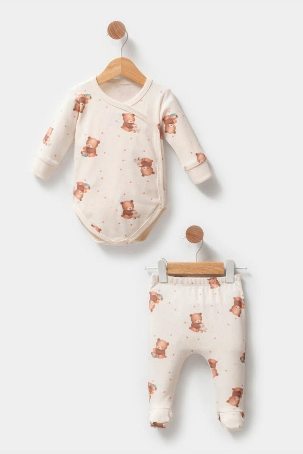 Erkek Bebek 0-18 Ay Ayıcık Kruvaze Takım