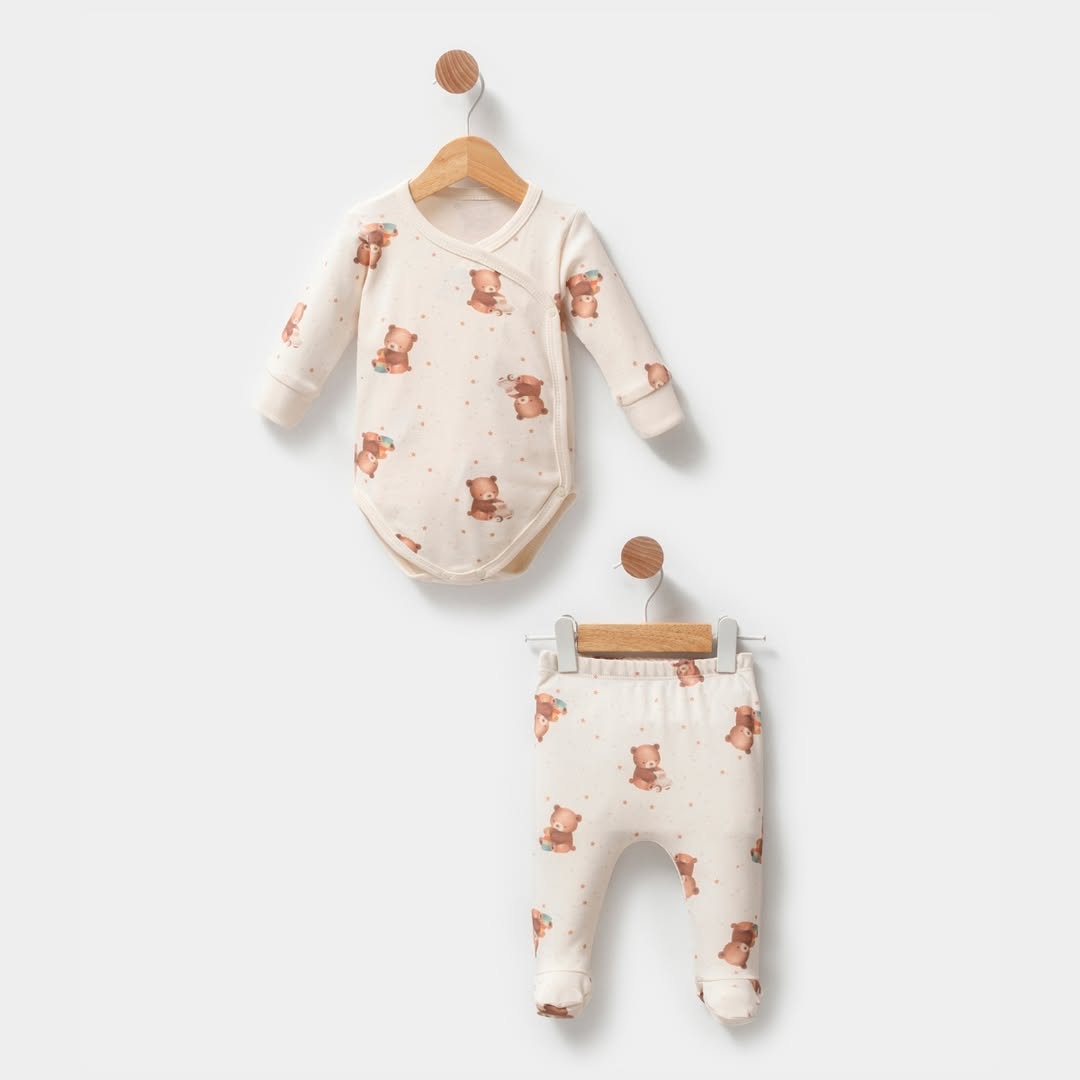 Erkek Bebek 0-18 Ay Ayıcık Kruvaze Takım