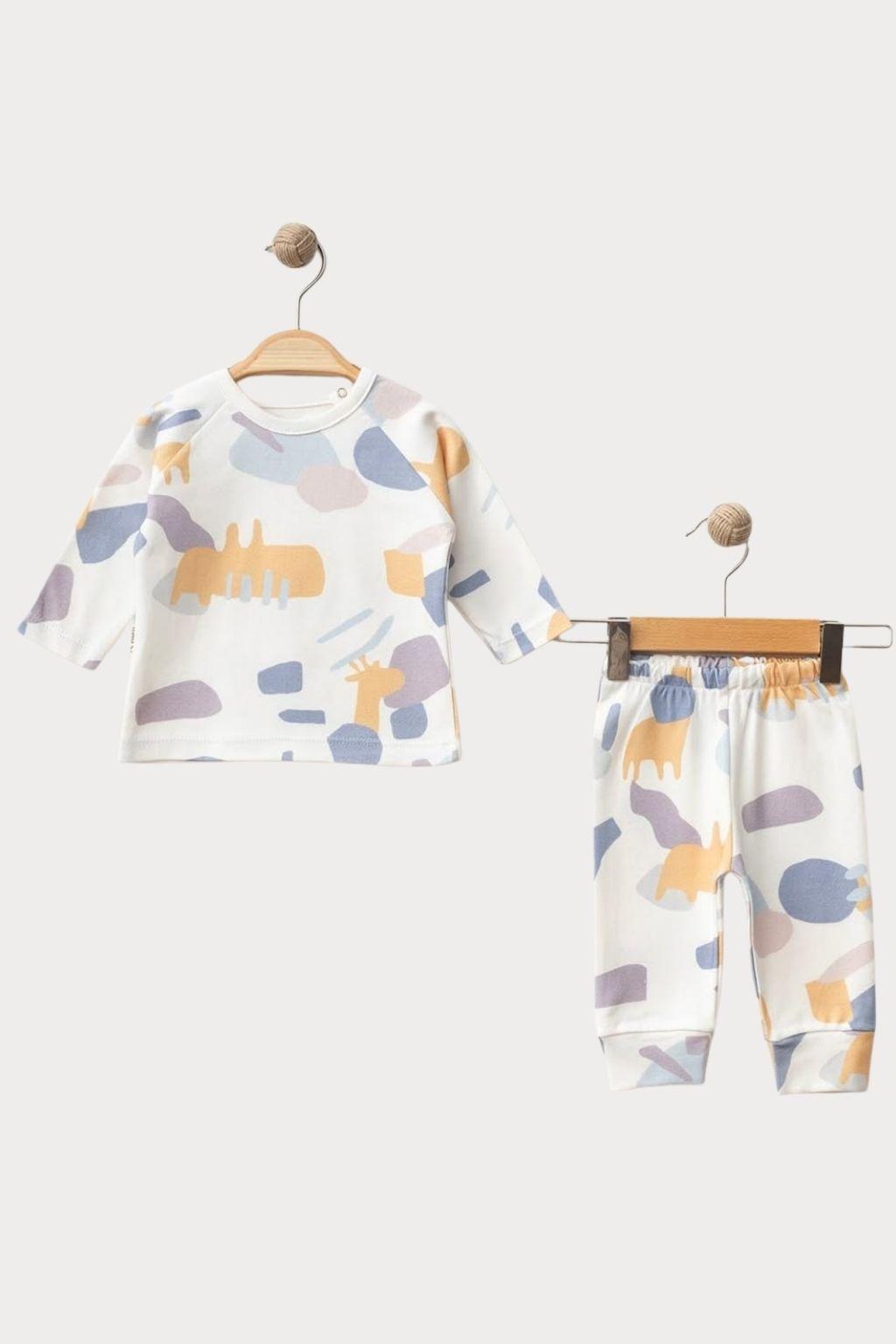 Erkek Bebek 0-18 Ay Hayvan Figürlü Alt Üst İkili Takım