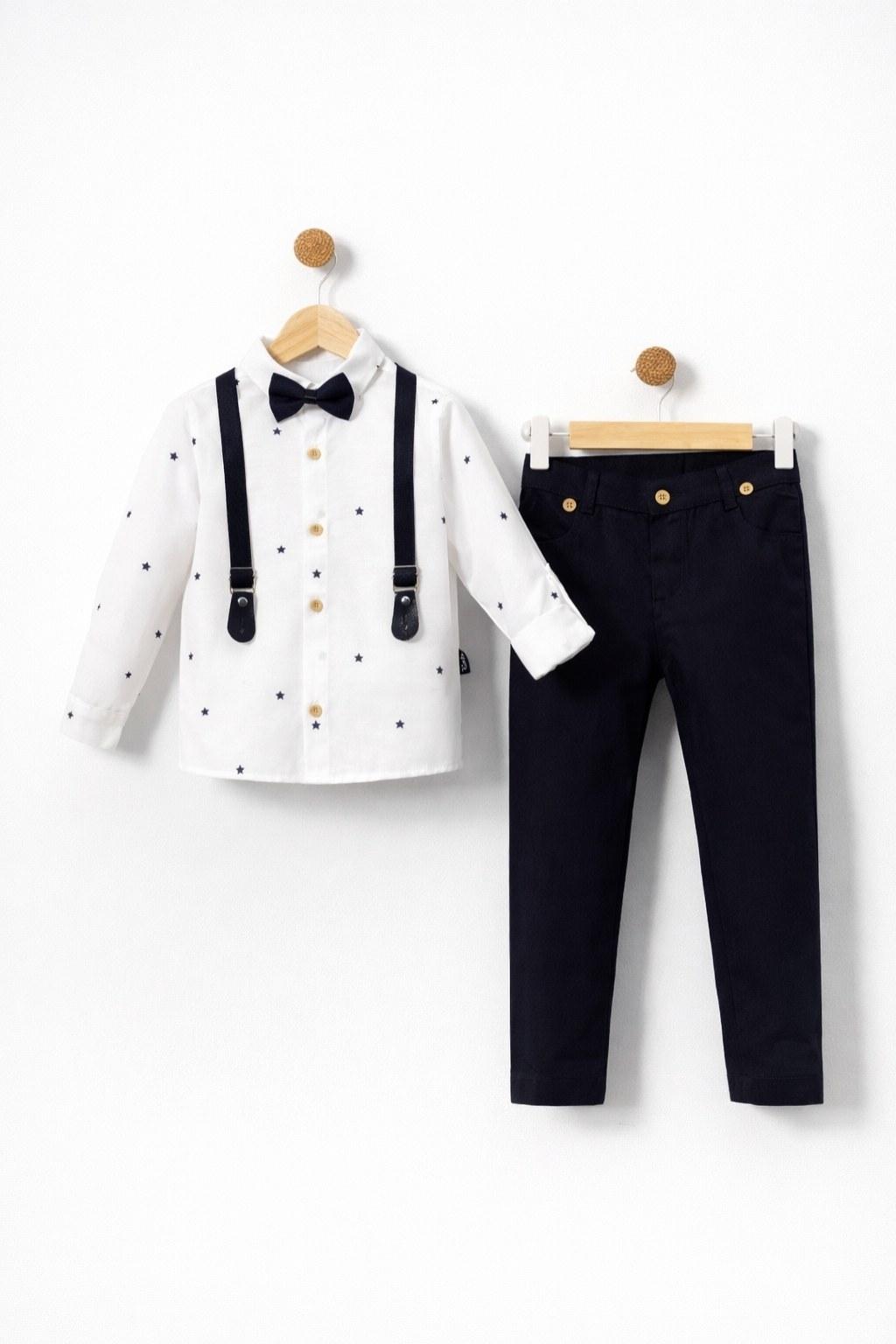 Erkek Çocuk 5-8 Yaş Papyonlu Pantolon Askılı Takım