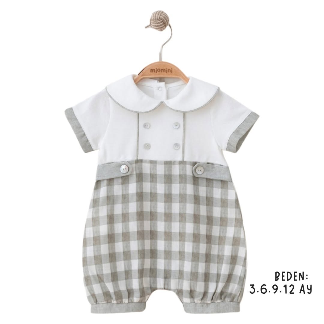 Erkek Bebek 0-12 Ay Kısa Kollu Tulum