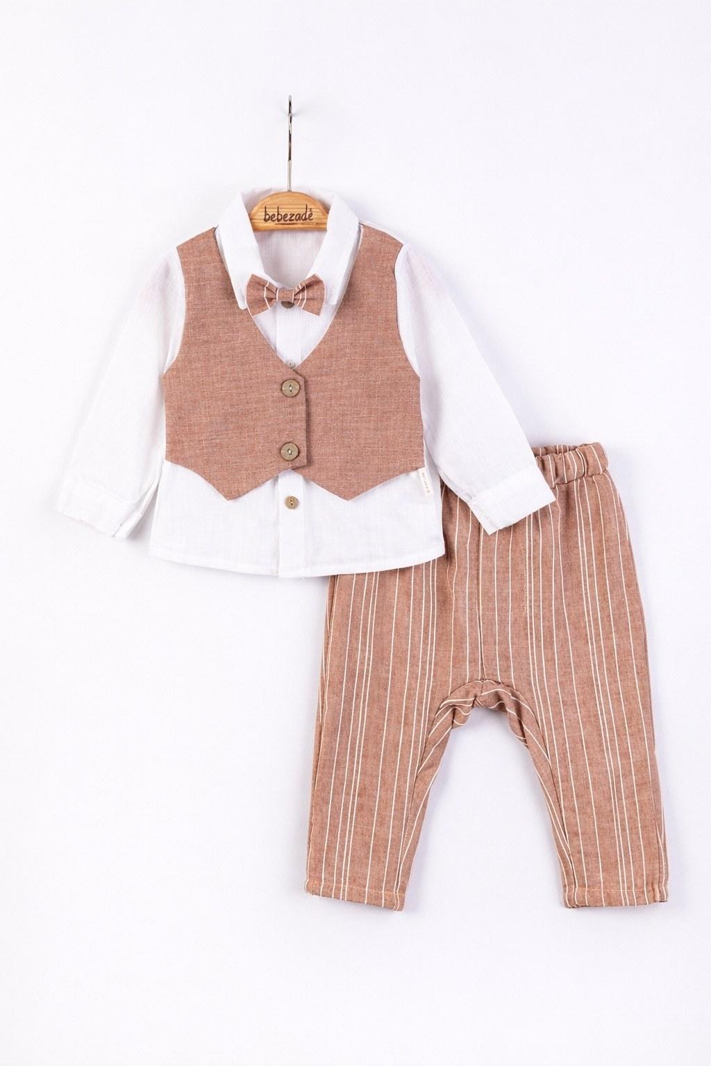 Erkek Bebek 0-12 Ay Papyonlu Alt Üst Takım