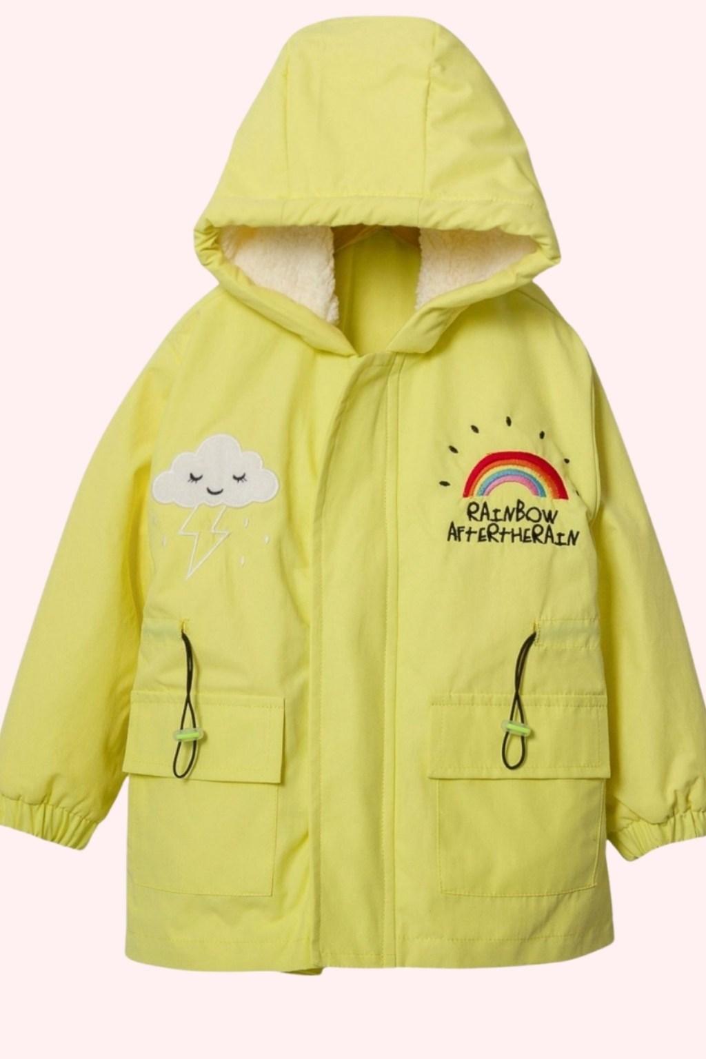 Kapüşonlu Kız Çocuk Yağmurluk – Sarı (2-5 Yaş)