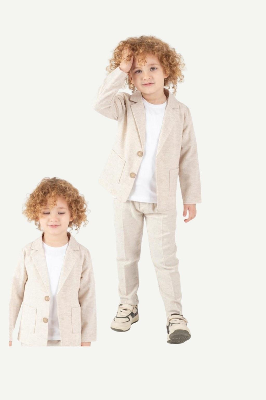 Erkek Çocuk 2-10 Yaş Tişörtlü Keten Takım