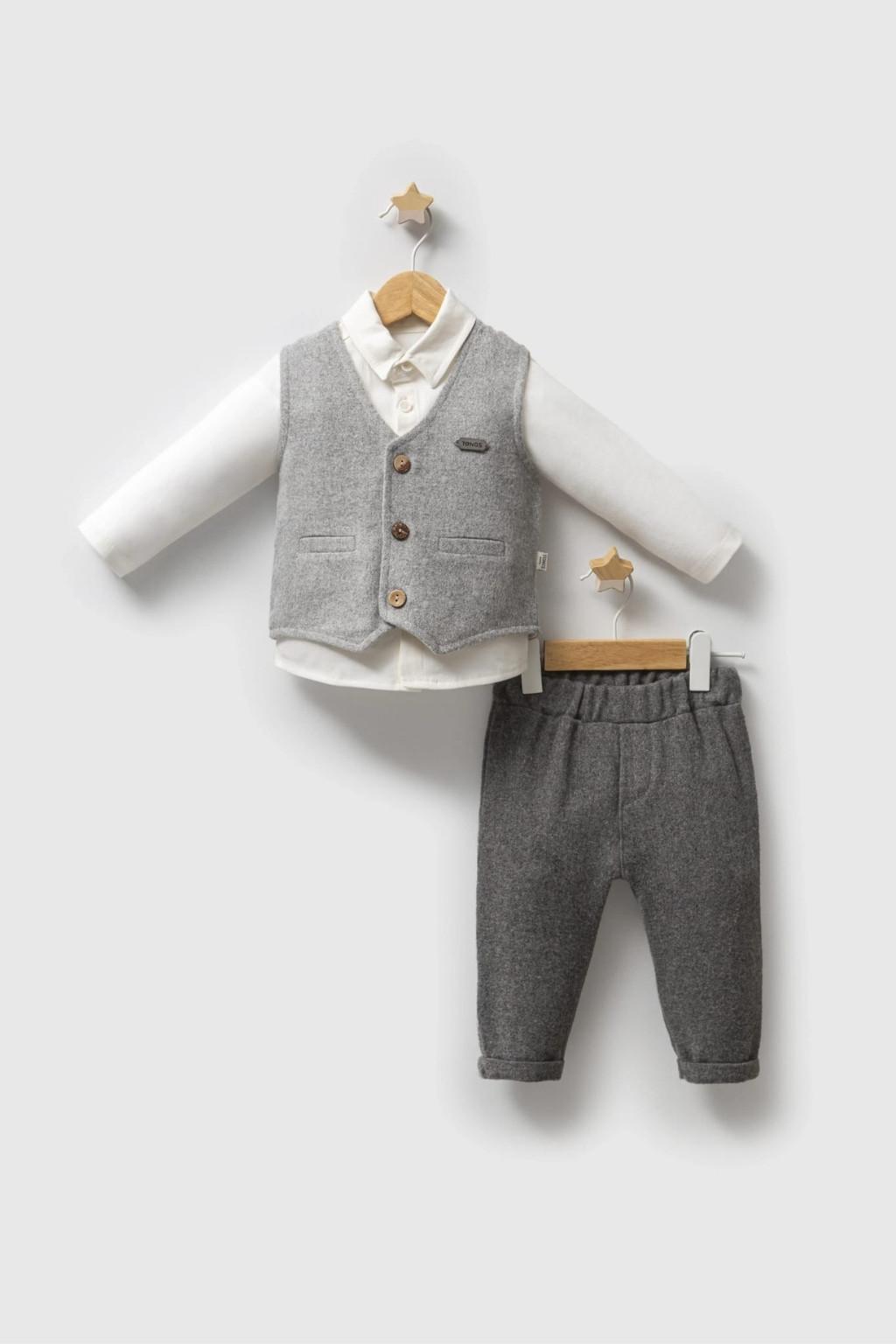 Erkek Bebek 6-24 Ay Yelekli Papyonlu Alt Üst Takım %100 Pamuk