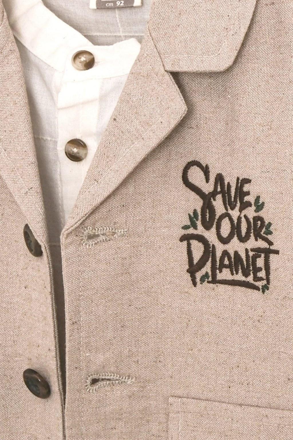 Erkek Çocuk 3’lü Takım Bej Yelekli Kahverengi Pantolonlu – 2-5 Yaş