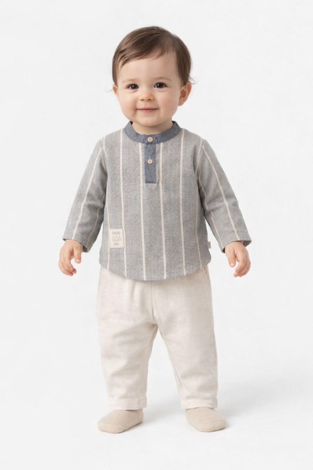 Bebek Erkek Çizgili Hakim Yaka 2’li Takım (6-24 Ay)
