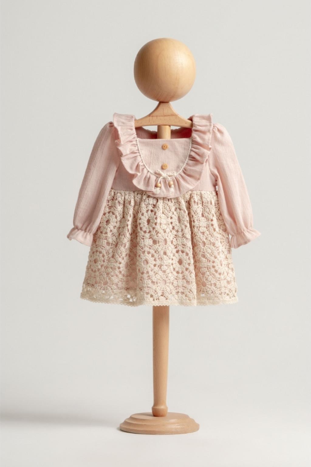 Kız Bebek Dantel Detaylı Fırfırlı Elbise (6-24 Ay)