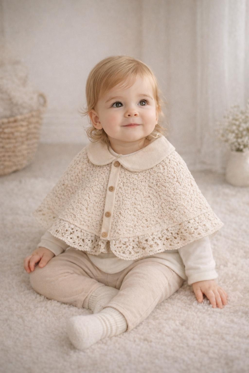 Kız Bebek Dantel Pelerinli 3’lü Takım (6-18 Ay)