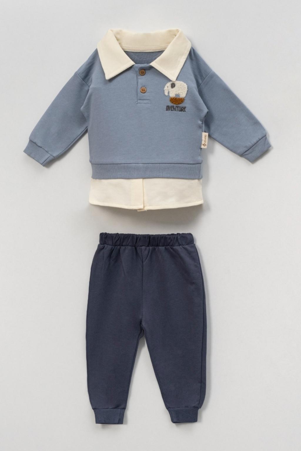 6-24 Ay Yakalı 2’li Bebek Takımı | Sweatshirt + Eşofman Altı