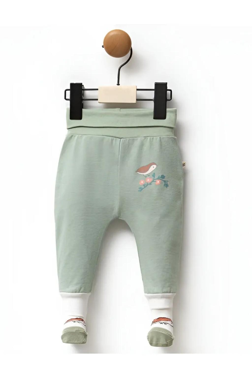 0-12 Ay Erkek Bebek Patikli Alt (Kuş Baskılı)