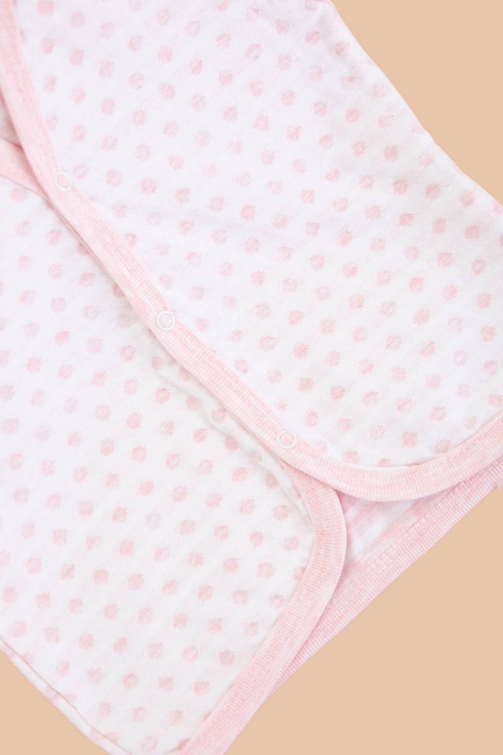 0-12 Ay Kız Bebek Pamuklu Çıtçıtlı Yelek (Pembe Desenli)