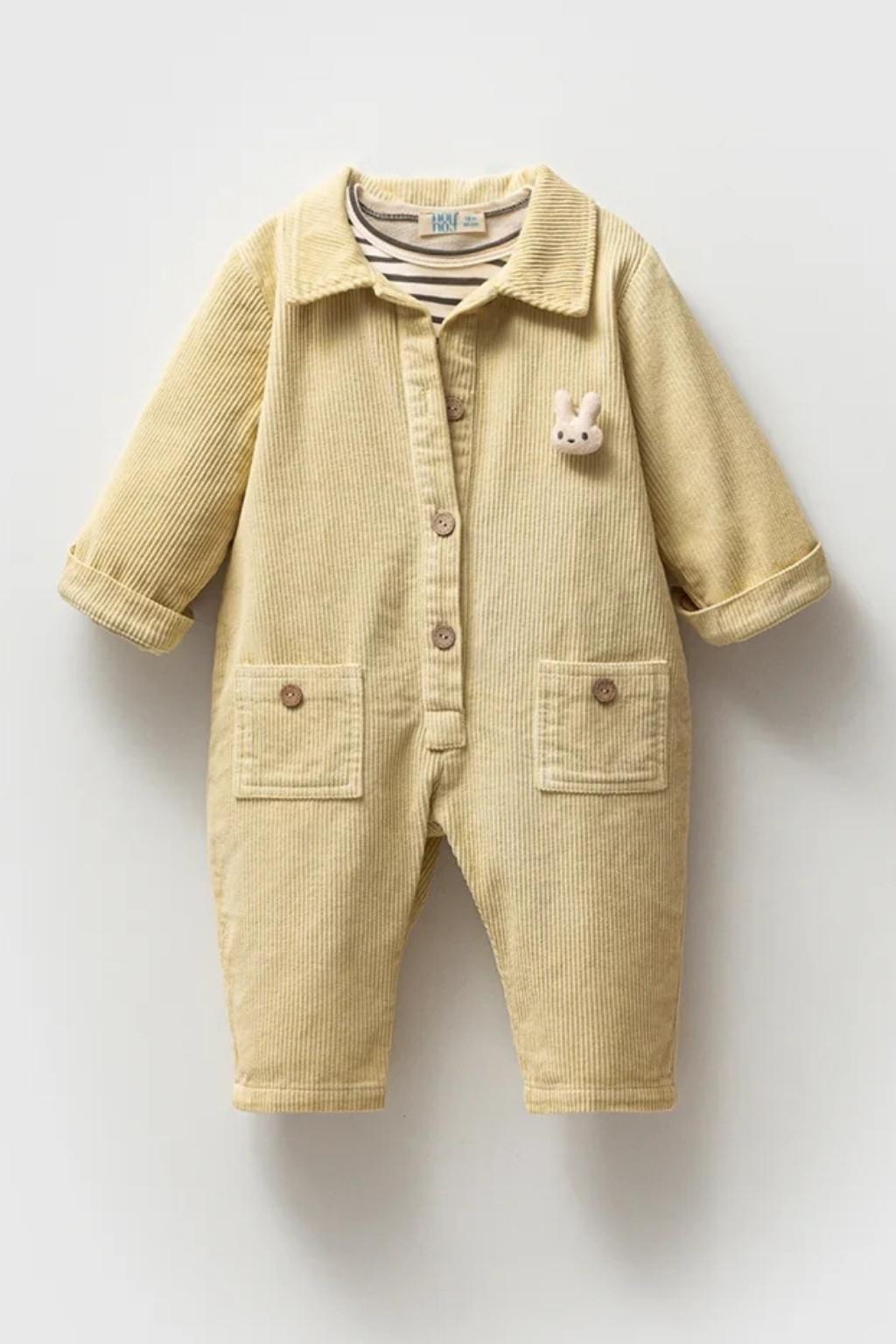 6-24 Ay Kadife Tulum Zıbın Takımı (Cepli, Yakalı)