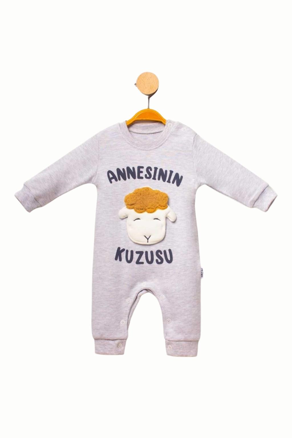Unisex Bebek Annesinin Kuzusu Baskılı Tulum 3-12 Ay
