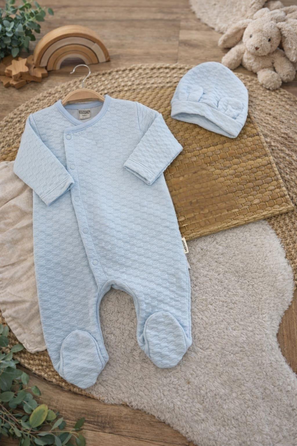 Erkek Bebek Kapitone Tulum ve Şapka Takım 0-9 Ay