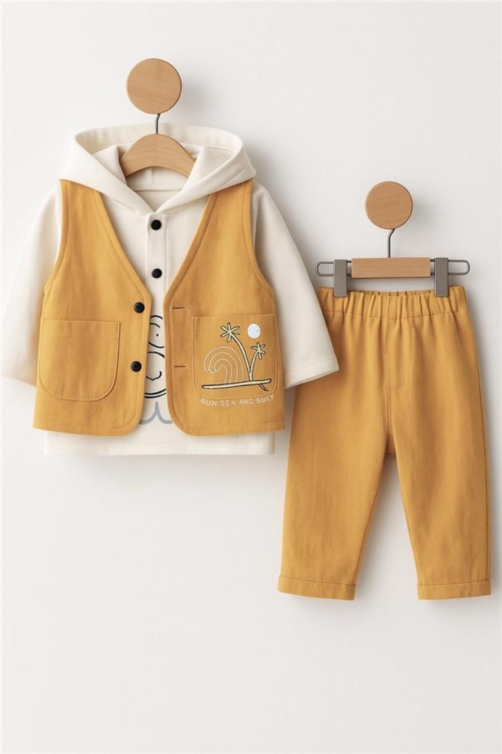 Erkek Bebek Yelekli 3’lü Takım 6-18 Ay